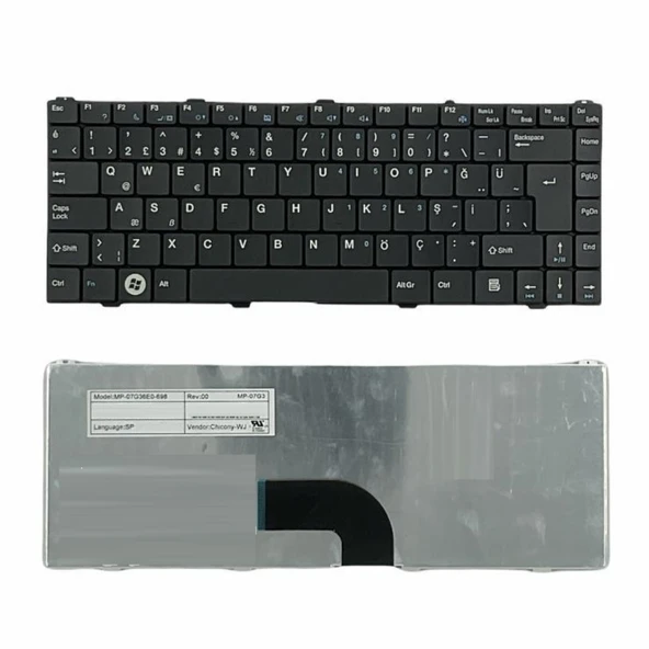 Grundig PK130CF3A41, PK130CF3B07 Notebook Klavyesi (Siyah TR) ürün görseli 1