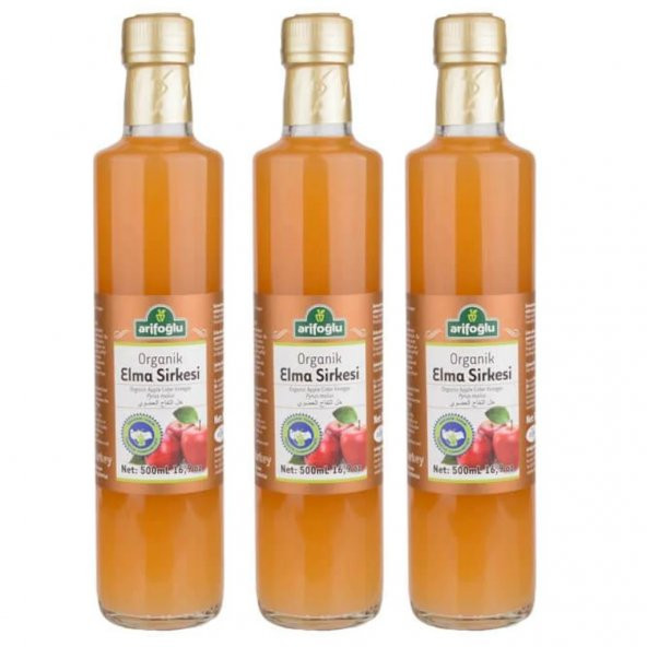 Arifoğlu Organik Elma Sirkesi Cam 3 x 500 ML ürün görseli 1