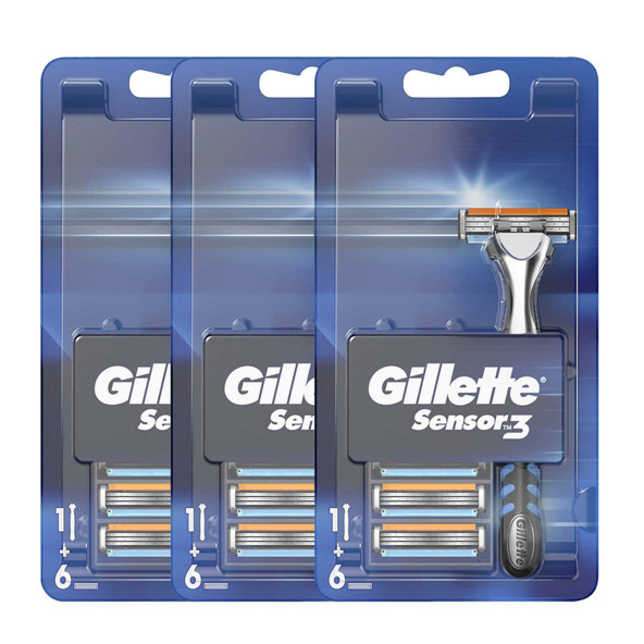 Gillette Sensor3 Tıraş Makinesi Ve Yedek Tıraş Bıçağı 6'Lı X 3 Adet ürün görseli 1