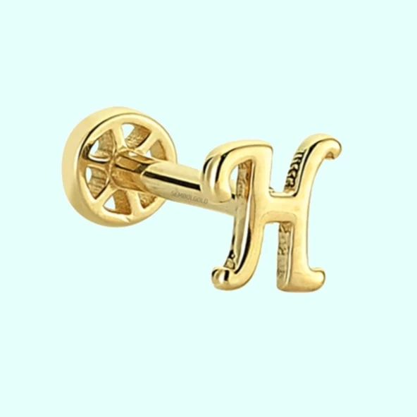 Altın Piercing -H- Harf 14 Ayar Tragus ürün görseli 1