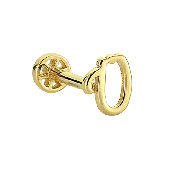 Altın Piercing -O- Harf 14 Ayar Tragus - Resim 2