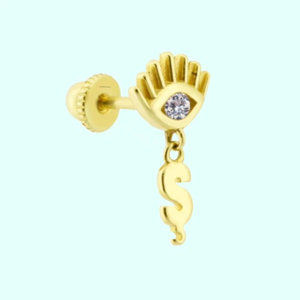 Altın Sallantılı Harf Piercing Harfler Mevcut - Resim 5
