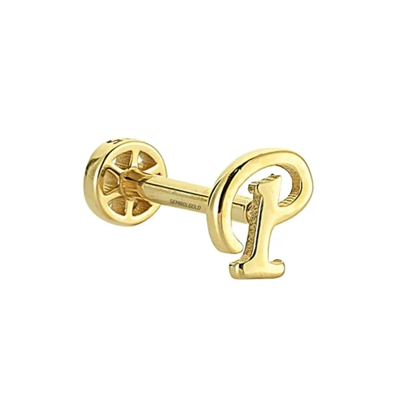 Altın Piercing -P- Harf 14 Ayar Tragus - Resim 2