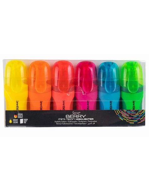 Serve Berry Mini Neon Fosforlu Kalem 6lı ürün görseli 1