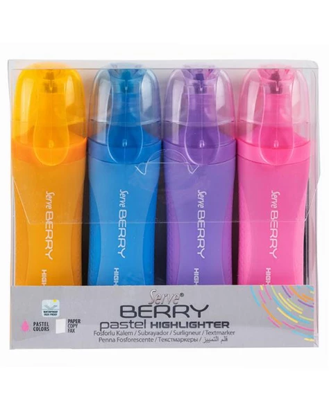 Serve Berry Pastel Fosforlu Kalem 4lü ürün görseli 1
