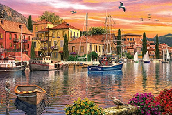KS Puzzle 2000 Parça Harbour Sunset Limanada Gün Batımı - Resim 2