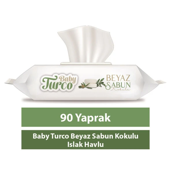 Baby Turco Beyaz Sabun Kokulu Islak Havlu 90 lı (9*90) 810 Yaprak ürün görseli 1