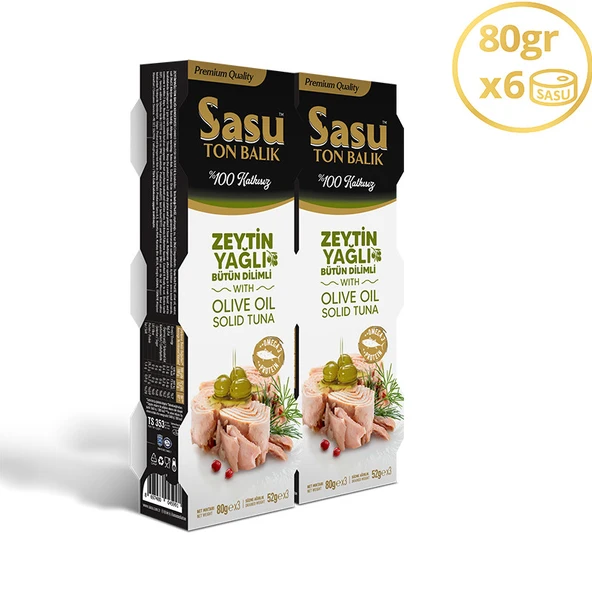 Sasu Zeytinyağlı Ton Balığı 6x80 gr Bütün Dilim ürün görseli 1