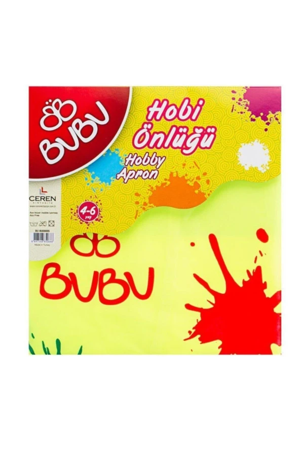 Bu-Bu Boyama Önlüğü 4-6 Yaş Su Geçirmez Boyama Önlüğü (Karışık Renk 1 Adet) ürün görseli 1