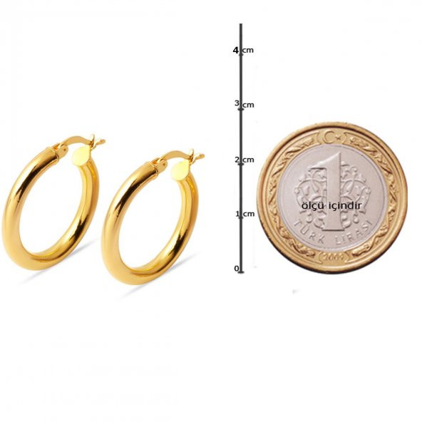 Klasik 2,2 cm. Çaplı 22 Ayar Halka Küpe - Resim 6
