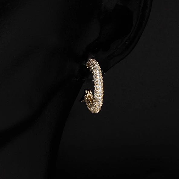 Yarımtur 14 Ayar Halka Altın Küpe - Resim 2