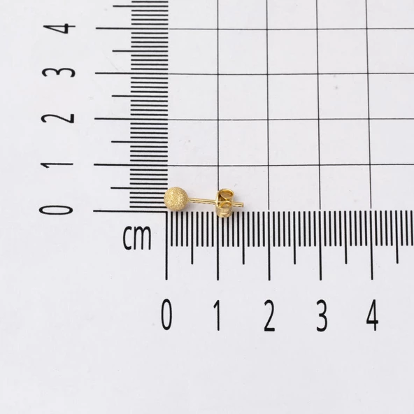 Kumlu 14 Ayar Altın Mini Top Küpe - Resim 6