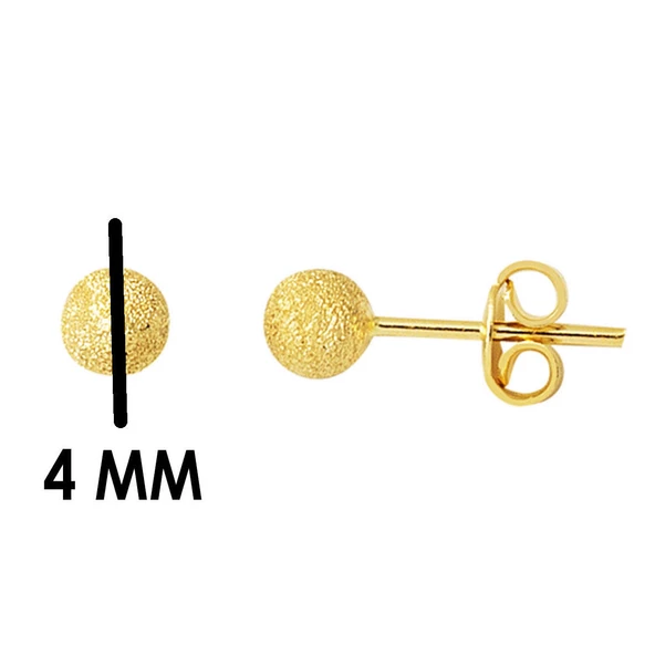 Kumlu 14 Ayar Altın Mini Top Küpe - Resim 7