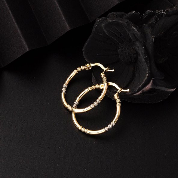 Top Altınlı 1,8 cm Çaplı Halka Küpe - Resim 2
