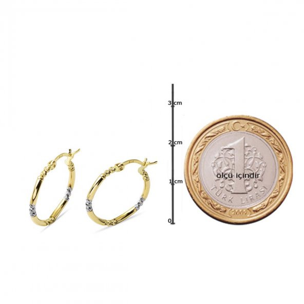 Top Altınlı 1,8 cm Çaplı Halka Küpe - Resim 4