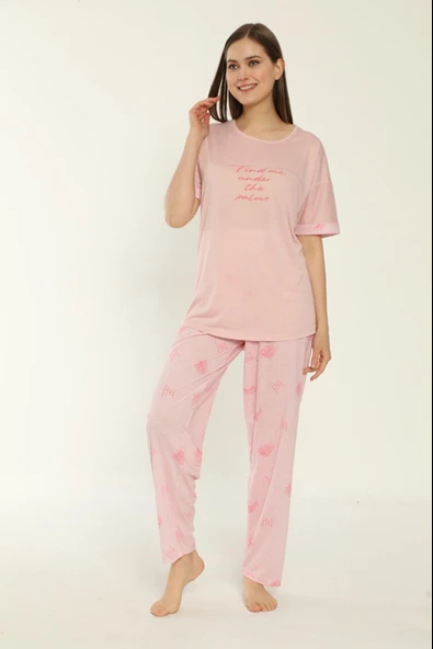 Estiva 22154 Kadın Viskon Kısa Kollu Büyük Beden Pijama Takımı ürün görseli 1
