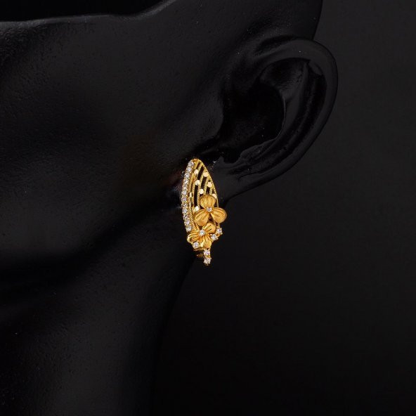 Floral 22 Ayar Altın Küpe - Resim 2