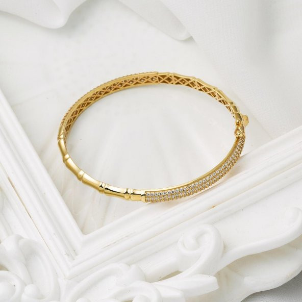 Kemik Görünümlü Altın Kelepçe Bilezik - Resim 5