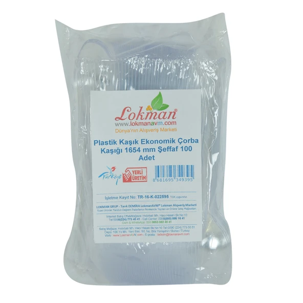 Plastik Kaşık Ekonomik Çorba Kaşığı 1654 mm Şeffaf 100 Adet 1 Paket ürün görseli 1