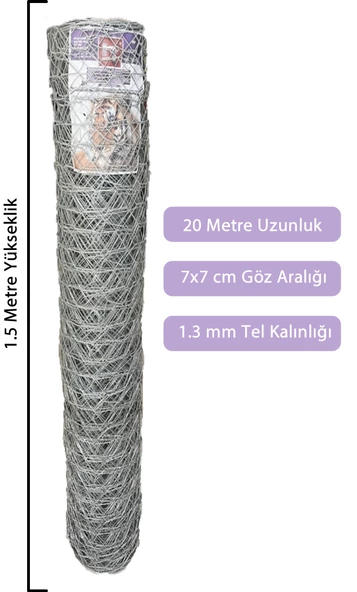 1,5x20 Metre Bahçe Tel Örgü Bahçe Çiti Bahçe Teli Çevirme Teli 1.3 mm Kalınlığında ürün görseli 1