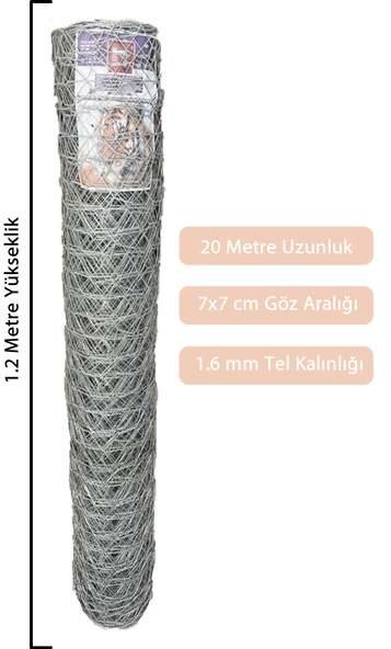 1,2x20 Metre Bahçe Tel Örgü Bahçe Çiti Bahçe Teli Çevirme Teli 1.6 mm Kalınlığında ürün görseli 1