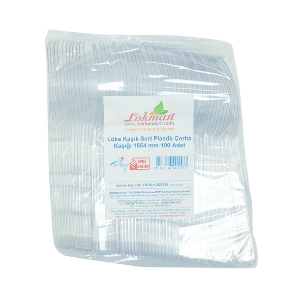 Lüks Kaşık Sert Plastik Çorba Kaşığı 1654 mm Şeffaf 100 Adet 1 Paket ürün görseli 1