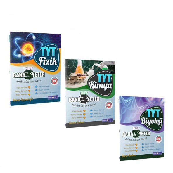 Bana Yeter Yayınları TYT Fizik Kimya ve Biyoloji 3 Net Yeter Soru Bankası Seti ürün görseli 1