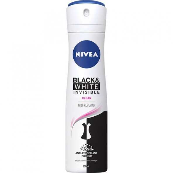 Nivea Kadın Sprey Deodorant Black&White Invisible Clear 48 Saat Anti-perspirant Koruma 150ml ürün görseli 1