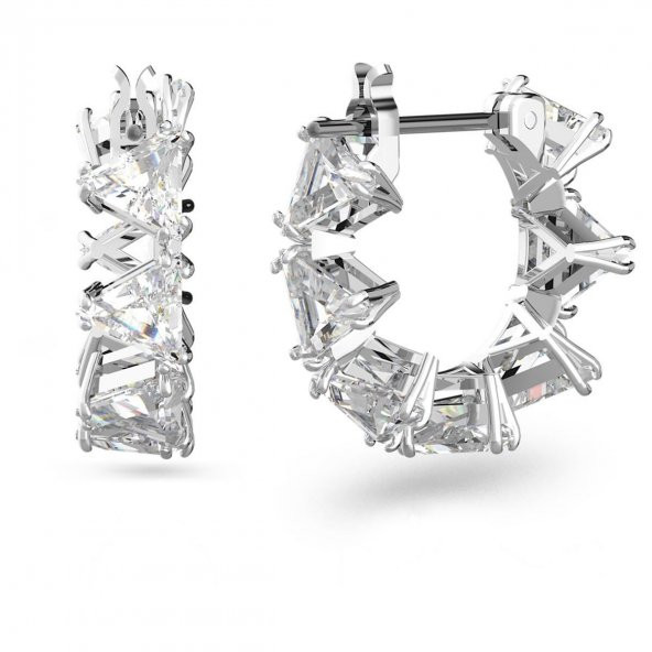 5632467 Swarovski Küpe Millenia:Ortyx Pierced Earrings Mini Hoop triangle Rhodium shiny White ürün görseli 1