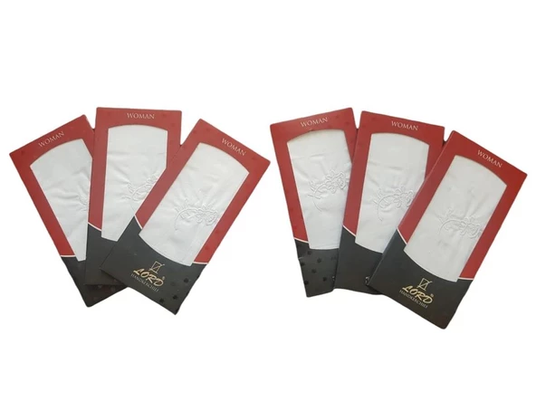 LORD 6 LI PAKET İŞLEMELİ POPLİN KADIN MENDİLİ ürün görseli 1
