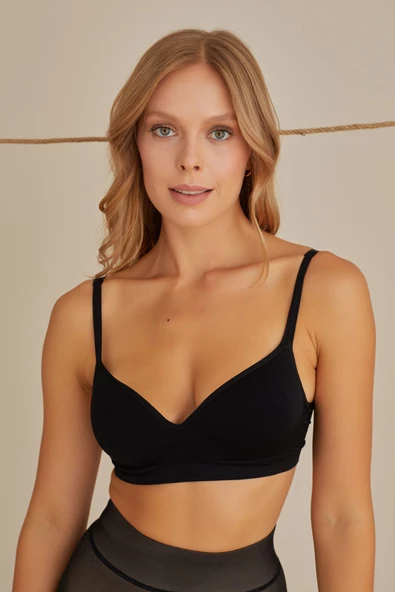 Siyah Covered Seamless Sütyen - Resim 3