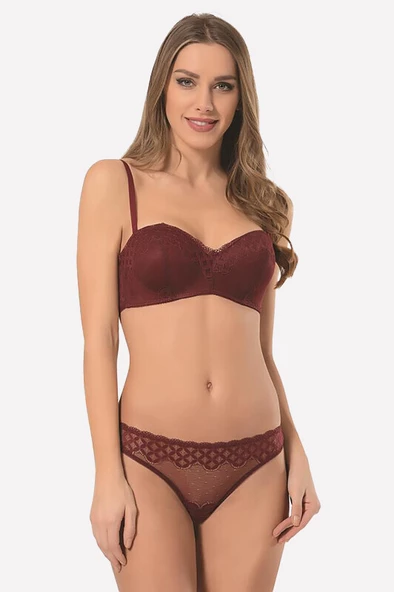 Bordo Sütyen Külot Takım ürün görseli 1
