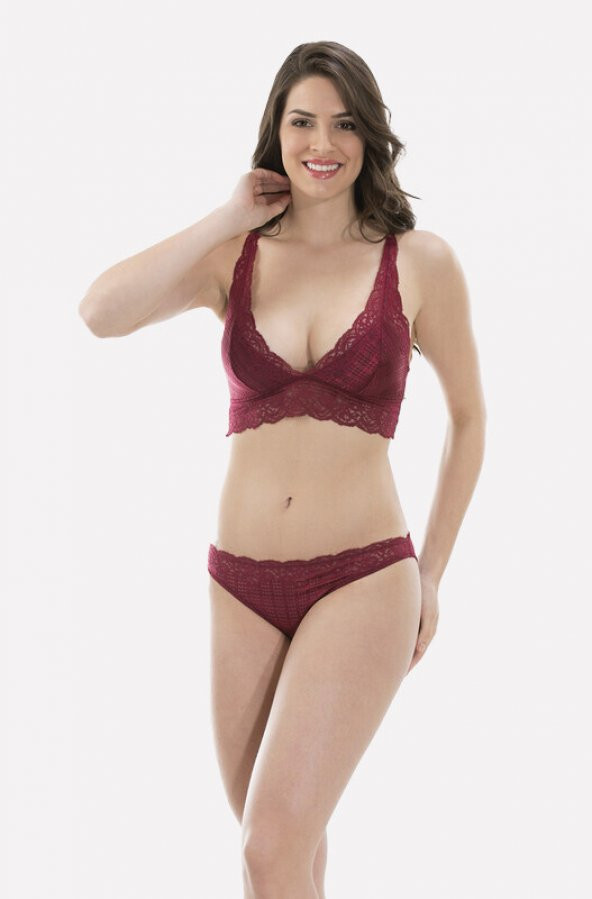 Bordo Dantel Bralet Takım ürün görseli 1