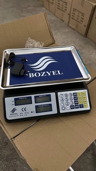 40 Kg Elektronik Terazi Dijital Şarjlı Kefeli Tartı Bakkal Manav Kasap Pazarcı Terazisi Hesaplamalı ürün görseli 1