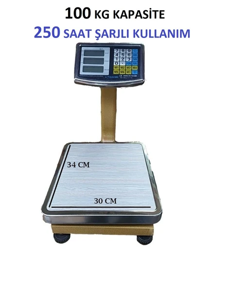 100 KG TERAZİ-FİYAT HESAPLI TARTI-UZUN ŞARJ SÜRESİ-FİYAT HESAPLAMALI-2 YIL GARANTİLİ ürün görseli 1