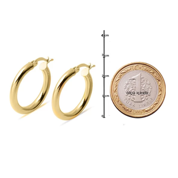 İzmir Halka Altın Küpe (2.5 cm Çaplı) - Resim 5
