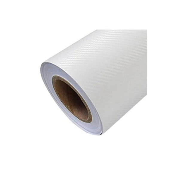 Beyaz Karbon Folyo 3d Hava Kanallı Kaplama Folyosu 152 Cm x 100 cm ürün görseli 1