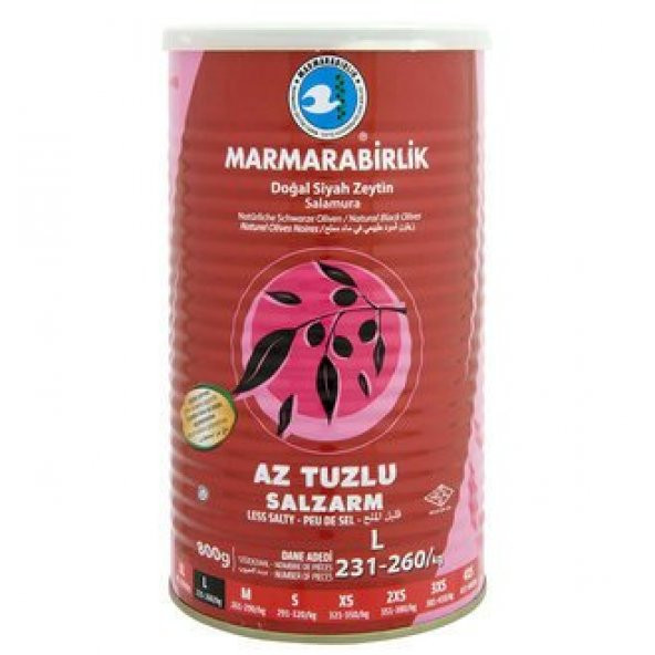 Marmarabirlik Az Tuzlu 231-260 KB L Siyah Zeytin 2 x 800 KG ürün görseli 1