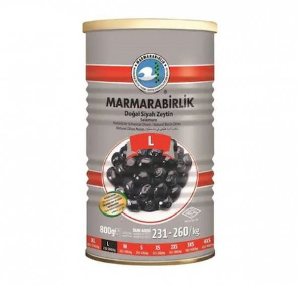 Marmarabirlik Hiper Doğal Salamura 231-260 KB L Siyah Zeytin 800 G ürün görseli 1