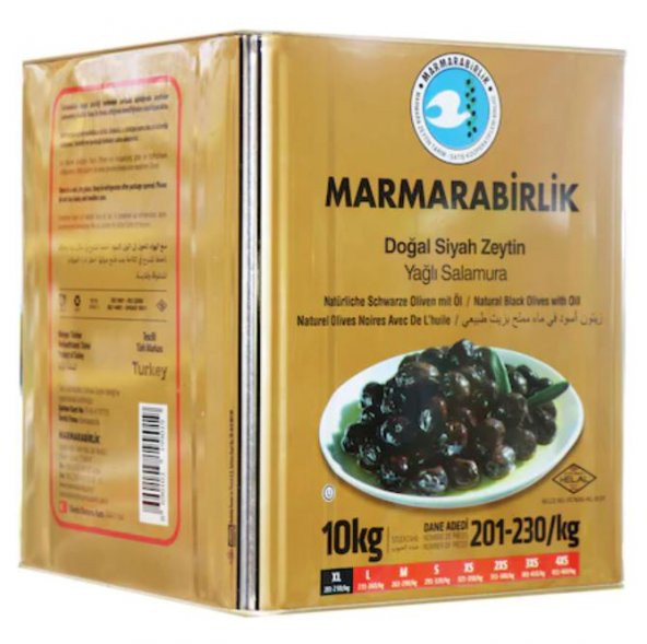 Marmarabirlik Mega 201-230 KB XL Siyah Zeytin Teneke 10 KG ürün görseli 1