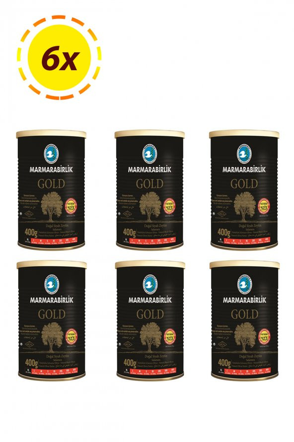 Marmarabirlik Gold XL Siyah Zeytin 6 x 400 G ürün görseli 1