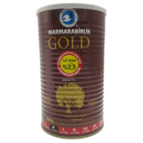Marmarabirlik Gold Salamura 261-290 KB M Siyah Zeytin Teneke 2 x 800 G ürün görseli 1