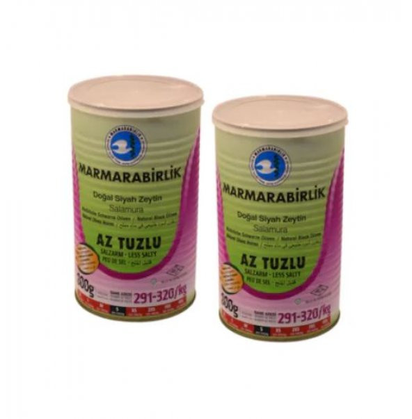 Marmarabirlik Az Tuzlu 291-320 KB Siyah Zeytin Teneke 2 x 800 G ürün görseli 1