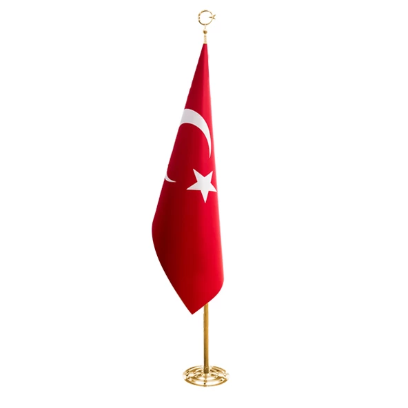 Türk Makam Bayrağı Telalı + 225 cm Pirinç Direk (Simsiz) ürün görseli 1