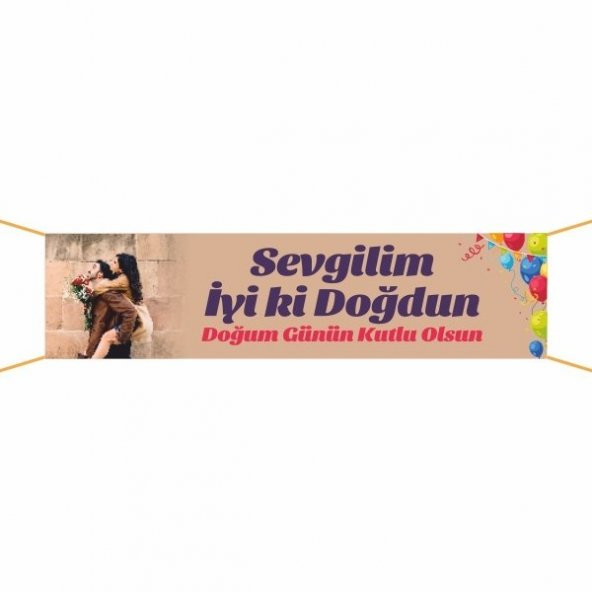 Doğum Günü Pankartı (Sevgilim)-3 75x300 cm ürün görseli 1