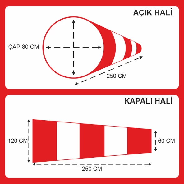 Rüzgar Çorabı-Tulumu / Turuncu Çap :80 Uzunluklar 60x120x250 ürün görseli 1