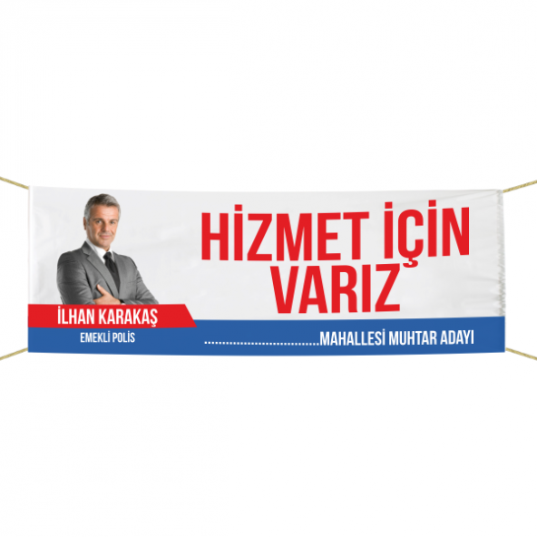 Kişiye Özel Tasarımlı Muhtar Adayı Pankart 75x300 cm ürün görseli 1