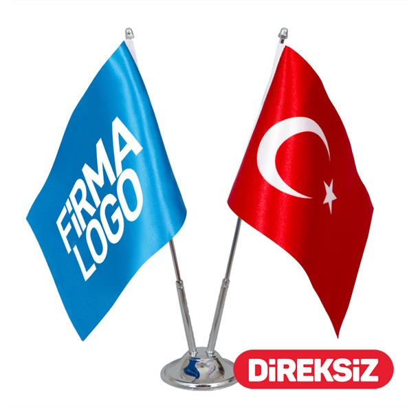 Özel Logolu Masa Bayrağı İkili 15x22,5 cm (Direksiz) ürün görseli 1