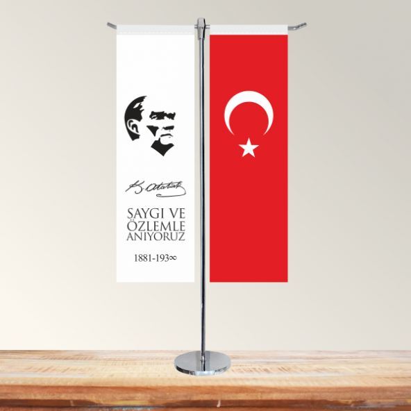 10 Kasım T Masa Bayrağı (Direkli)-10 ürün görseli 1