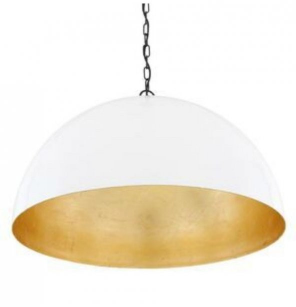 MYLİGHTS BEYAZ İÇİ ALTIN ZİNCİRLİ VİNTAGE RUSTIK METAL SARKIT 40 CM ürün görseli 1